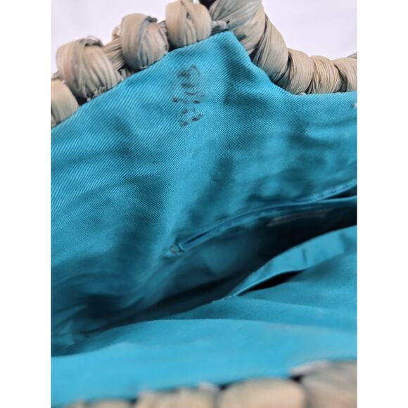 Coastal Cottage Woven Straw Flower Embellished Handbag Purse Ann Taylor - Picture 5 of 11